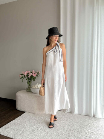 Sukienka France biel – 100% wiskoza