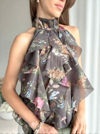 Bluzka z falbanami Garden czerń