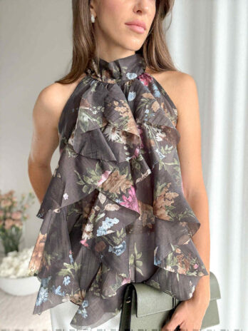 Bluzka z falbanami Garden czerń