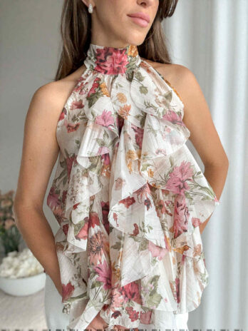 Bluzka z falbanami Garden ecru