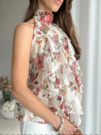 Bluzka z falbanami Garden ecru