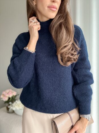 Półgolf alpaka + wełna granatowy