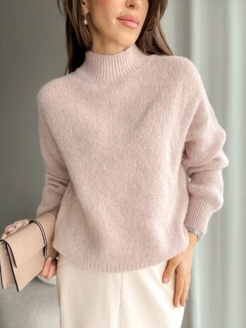 Półgolf alpaka+wełna brudny róż