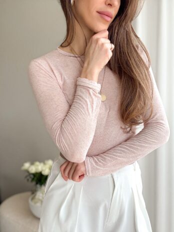 Bluzka Second Skin z kaszmirem – jasny róż