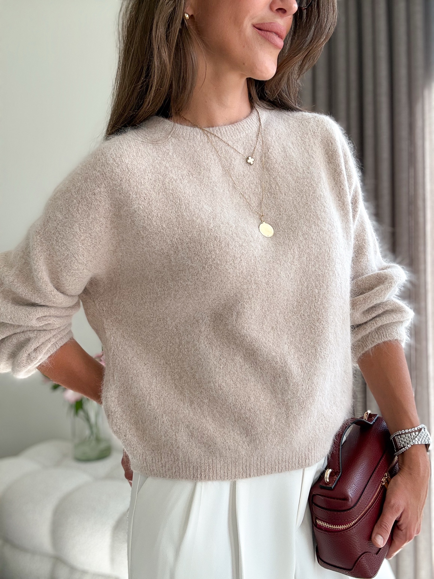 Sweter baby alpaca - ecru - obrazek 4