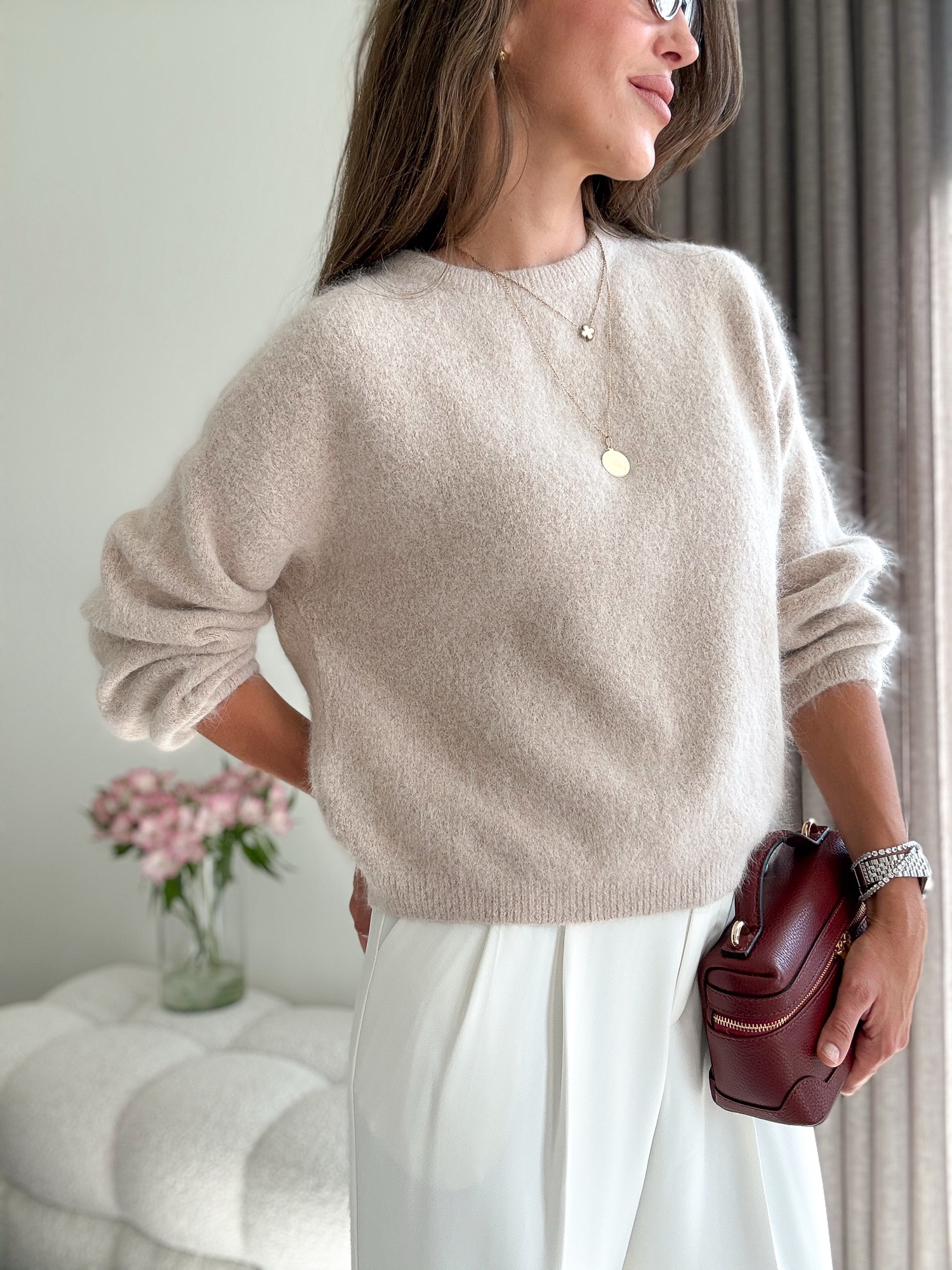 Sweter baby alpaca - ecru - obrazek 2