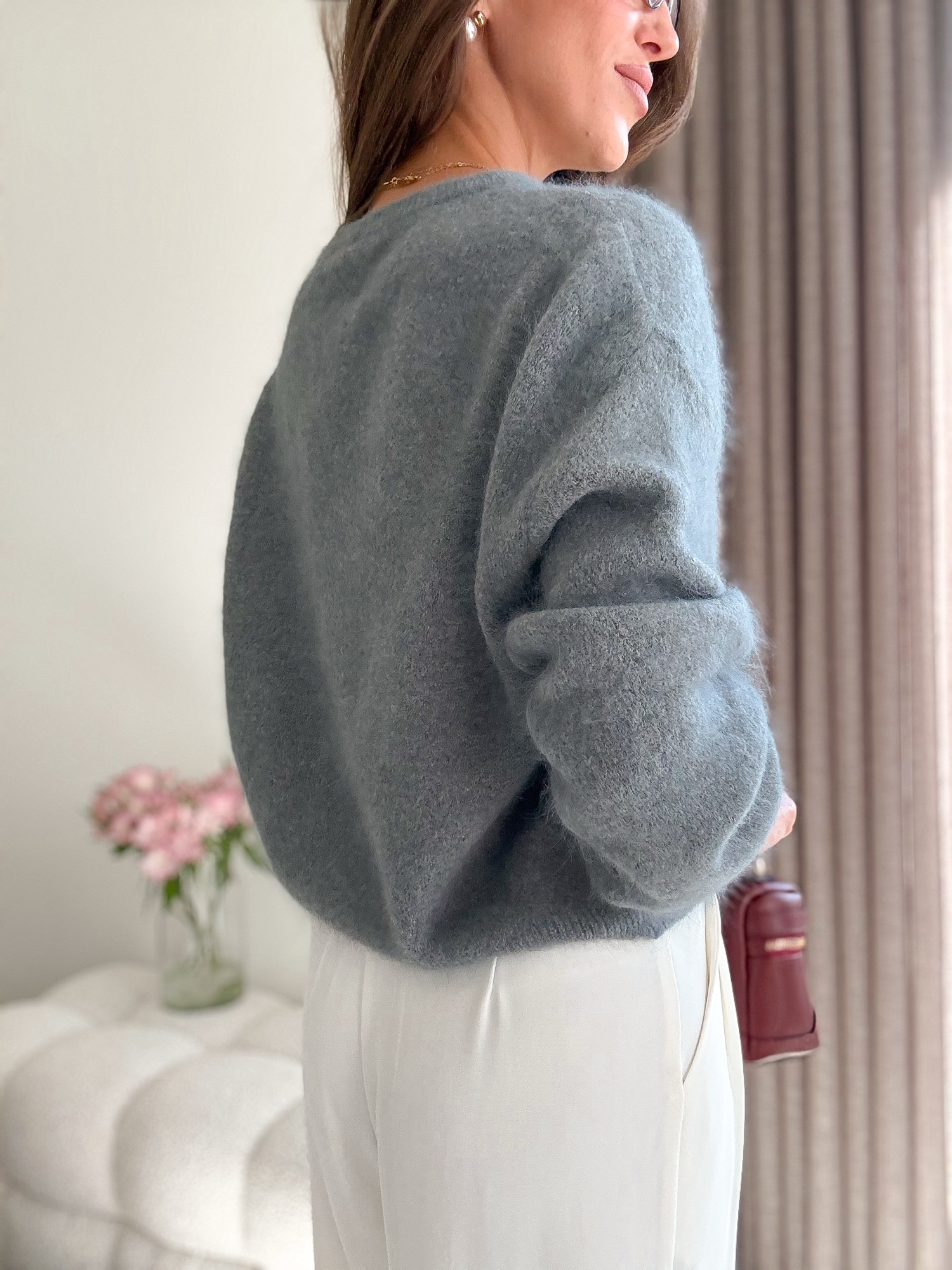 Sweter baby alpaca - szary - obrazek 3