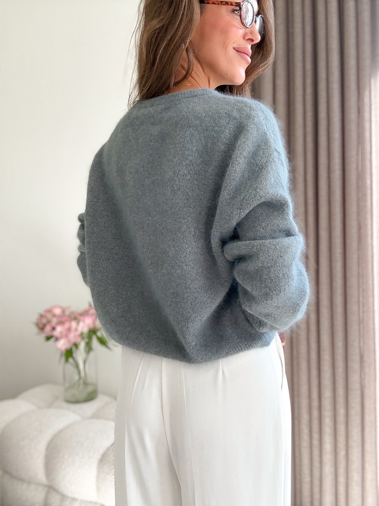Sweter baby alpaca - szary - obrazek 2