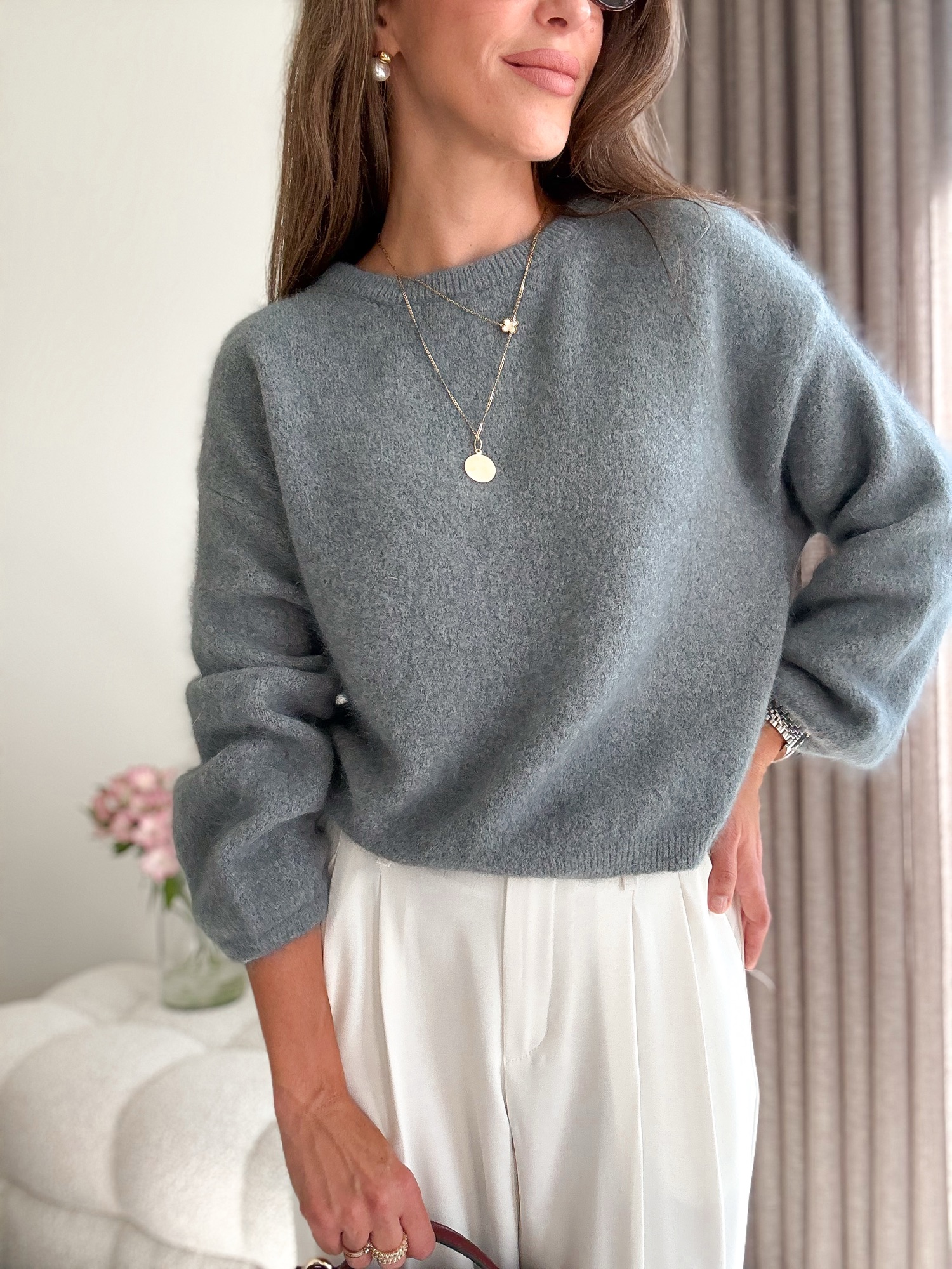 Sweter baby alpaca - szary - obrazek 4