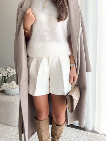 Tweedowe szorty Mediolan ecru