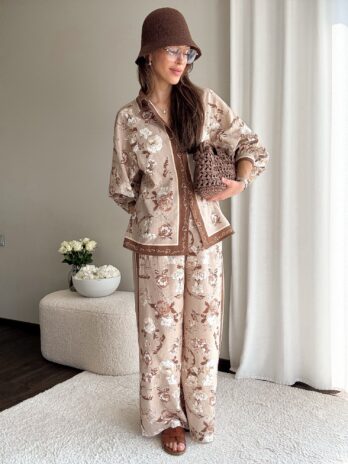 Komplet Blush – brąz – len+wiskoza