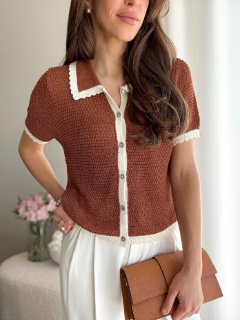 Cardigan Polo kasztan