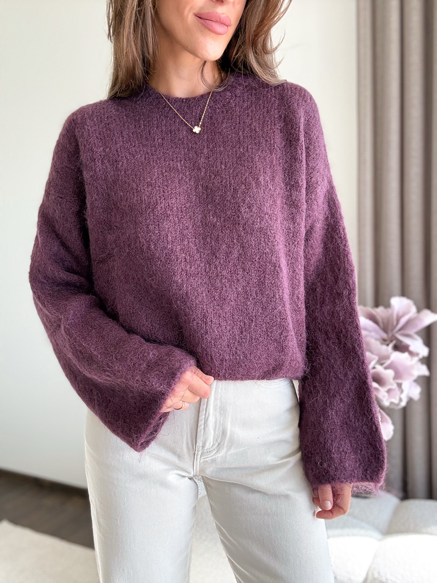 Sweter Lusi 50% kid moher - śliwka - obrazek 3