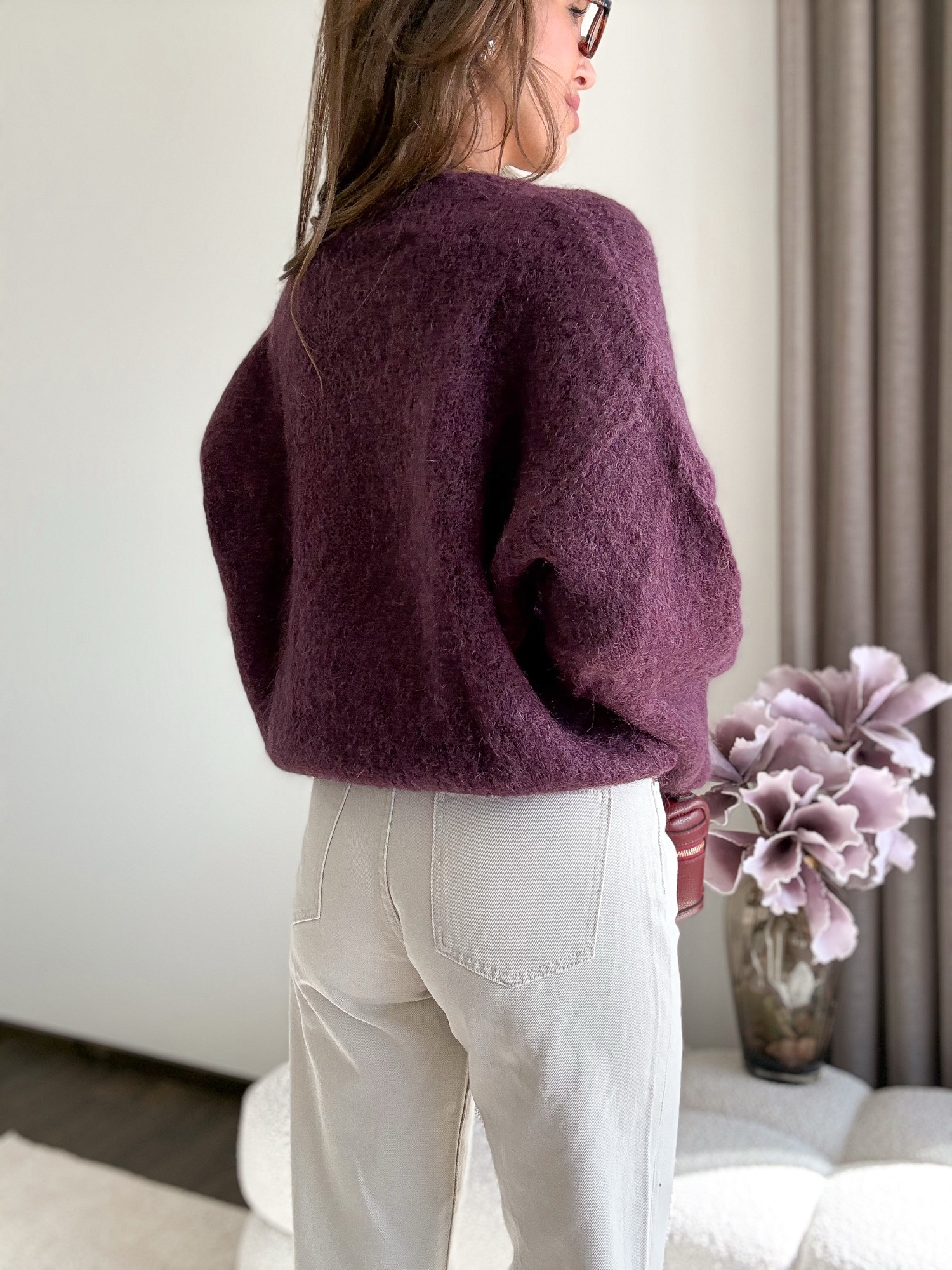 Sweter Lusi 50% kid moher - śliwka - obrazek 4