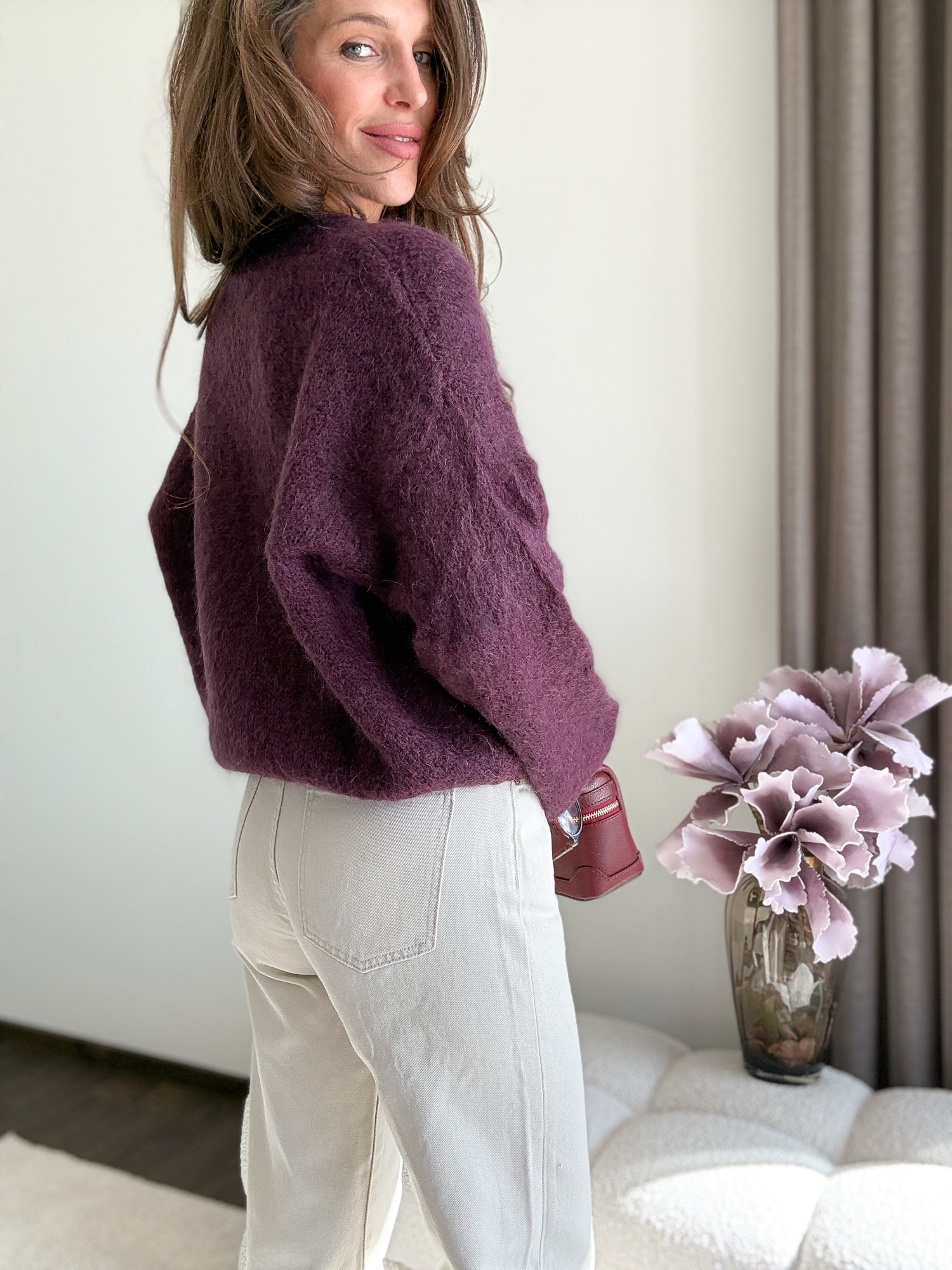 Sweter Lusi 50% kid moher - śliwka - obrazek 7