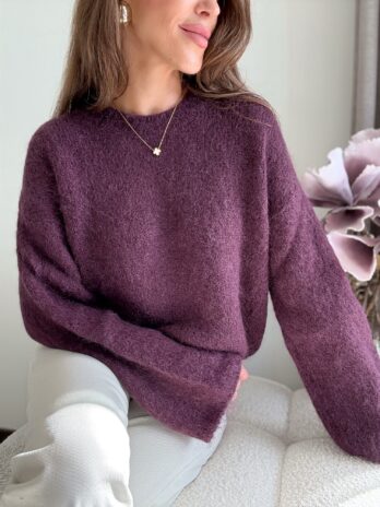 Sweter Lusi 50% kid moher – śliwka