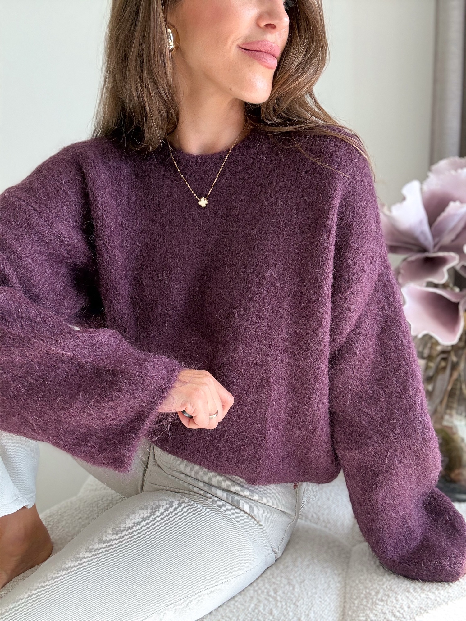 Sweter Lusi 50% kid moher - śliwka - obrazek 8