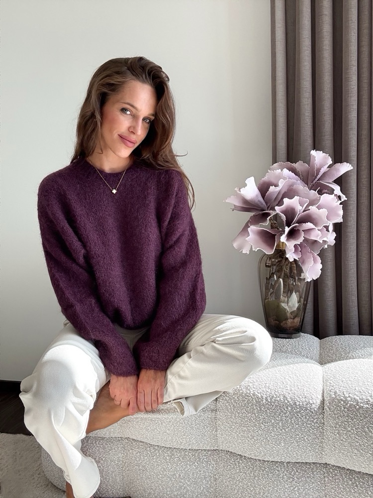 Sweter Lusi 50% kid moher - śliwka - obrazek 2