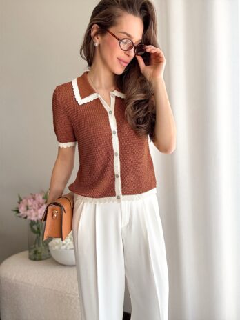 Cardigan Polo kasztan