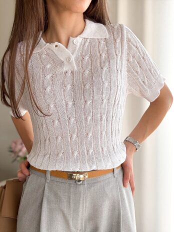 Koszulka Polo warkocz – biel