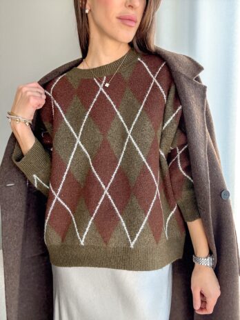 Sweter w romby zieleń