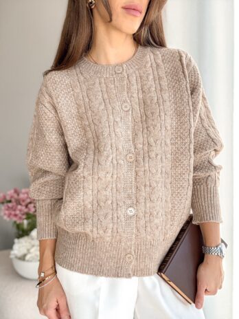 Kardigan Sofia beż – wełna+wiskoza