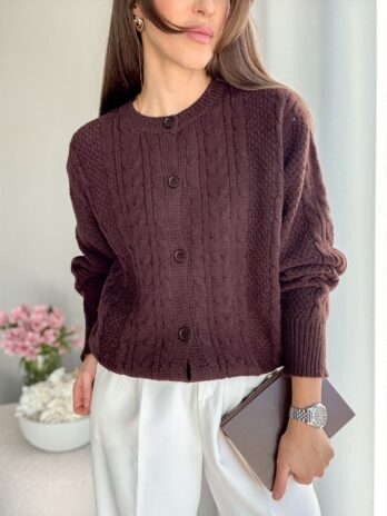 Kardigan Sofia brąz – wełna+wiskoza