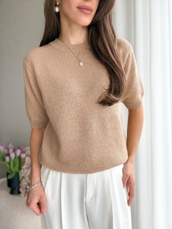 Sweter Premium wełna merino + kaszmir | camel