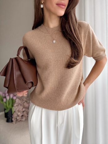 Sweter Premium wełna merino + kaszmir | camel