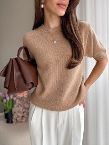 Sweter Premium wełna merino + kaszmir | camel