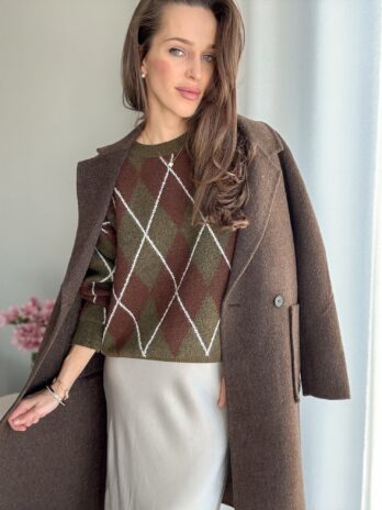 Sweter w romby zieleń