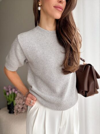 Sweter Premium wełna merino + kaszmir | szary