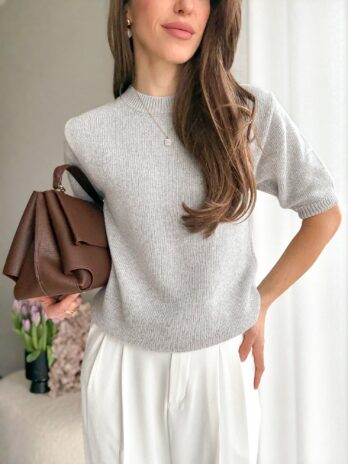 Sweter Premium wełna merino + kaszmir | szary