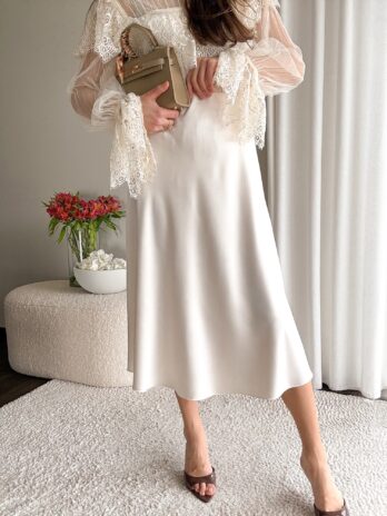 Satynowa spódnica Viki – śmietanka