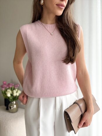 Bezrękawnik Amber róż- 100% wełna