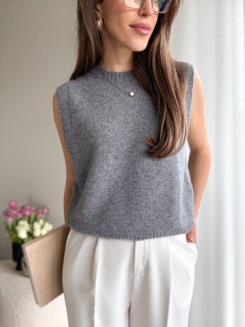 Bezrękawnik Amber szary – 100% wełna