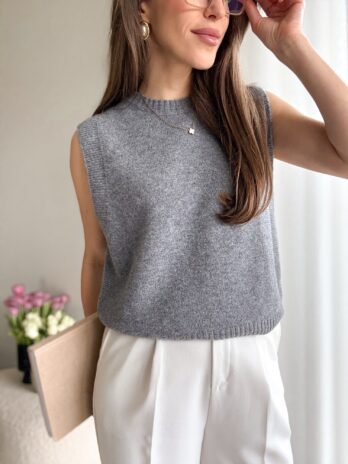Bezrękawnik Amber szary – 100% wełna