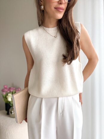 Bezrękawnik Amber śmietanka – 100% wełna