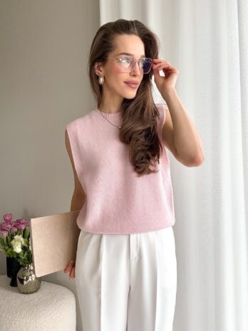 Bezrękawnik Amber róż- 100% wełna