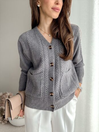 Cardigan Cozy wełna + kaszmir | szary