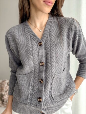 Cardigan Cozy wełna + kaszmir | szary