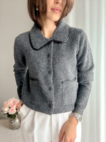 Cardigan z kołnierzykiem szary