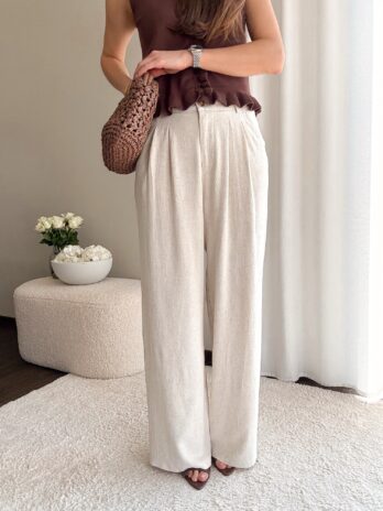 Lniane spodnie Holiday beż