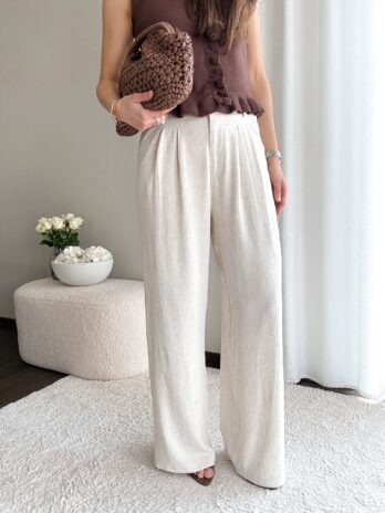 Lniane spodnie Holiday beż