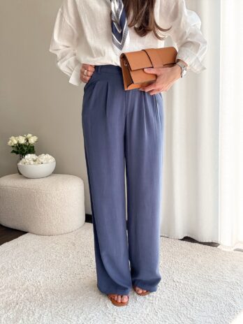 Lniane spodnie Holiday granatowy