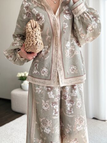 Komplet Blush – szałwia – len+wiskoza