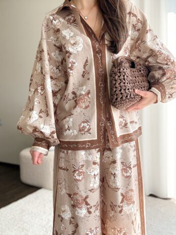 Komplet Blush – brąz – len+wiskoza