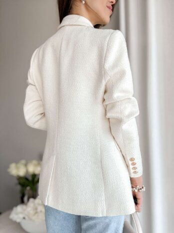 Tweedowa marynarka ecru