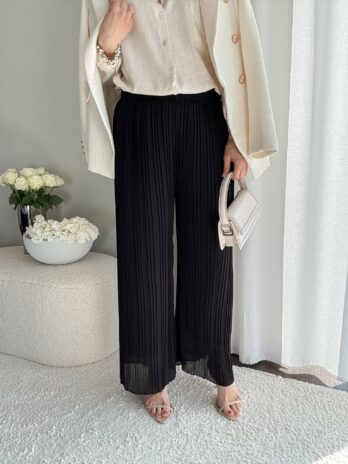 Plisowane spodnie Elle czarne