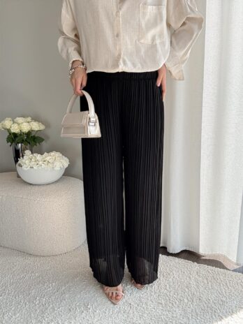 Plisowane spodnie Elle czarne